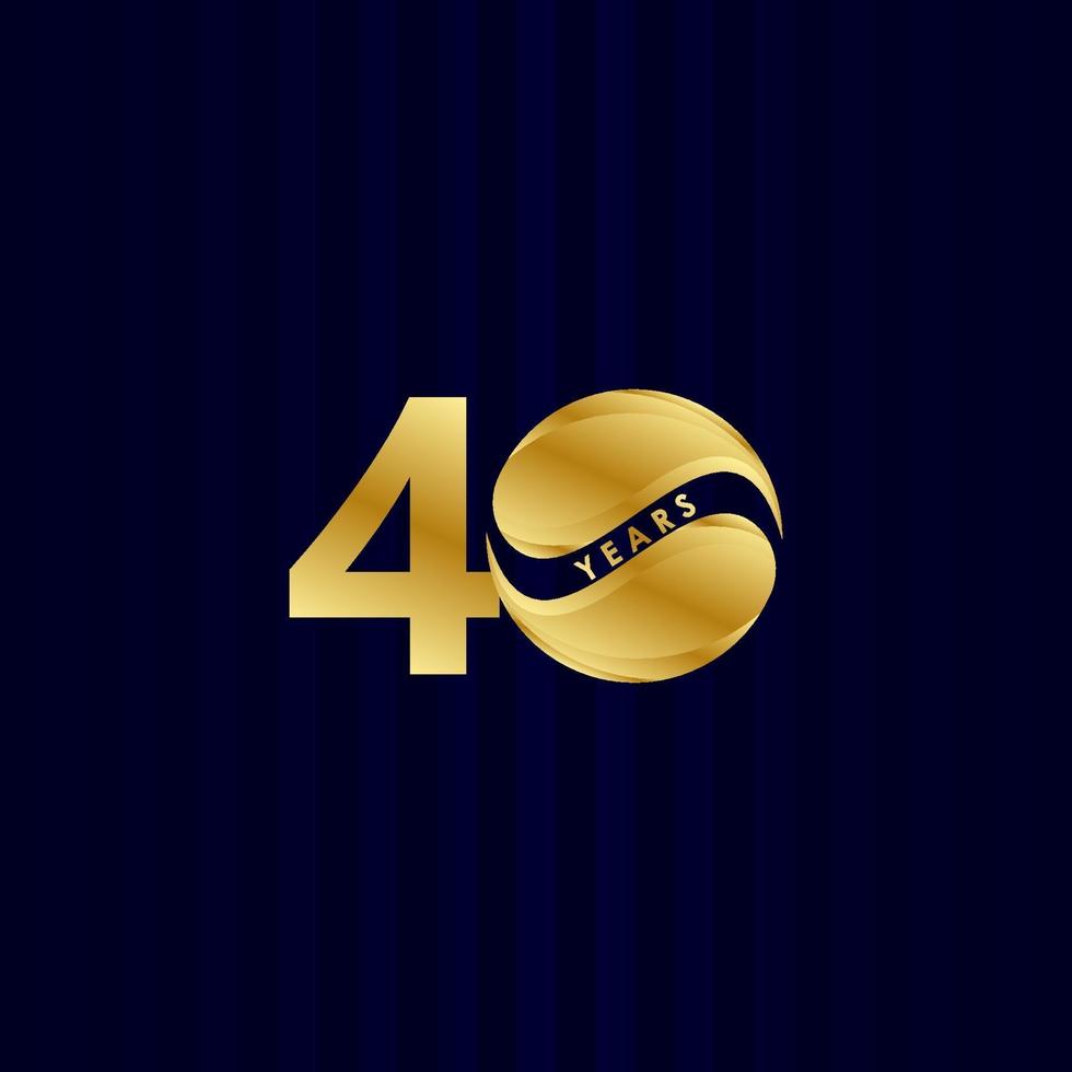 Ilustración de diseño de plantilla de vector de oro de celebración de aniversario de 40 años