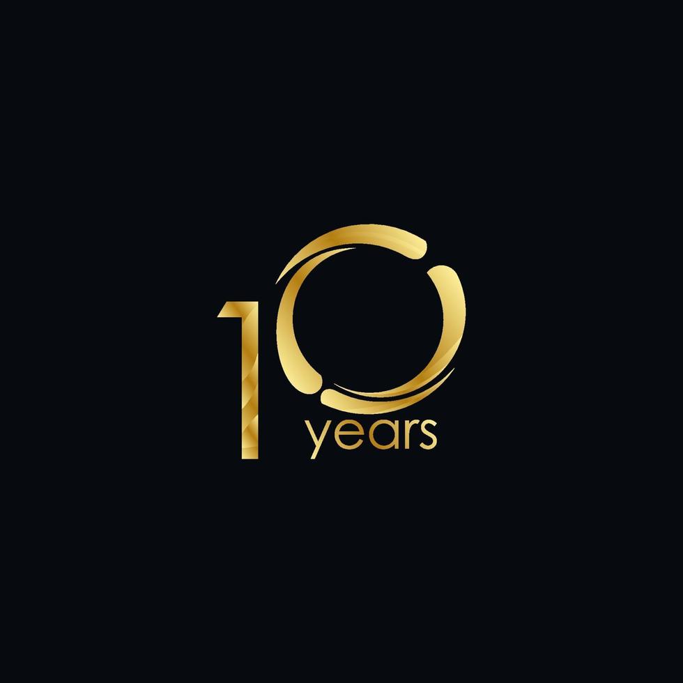 10 Years Anniversary Celebration Gold Vector Template Design Illustration