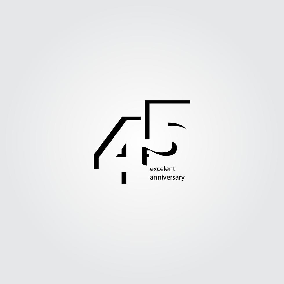 45 Years Anniversary Vector Template Design Illustration