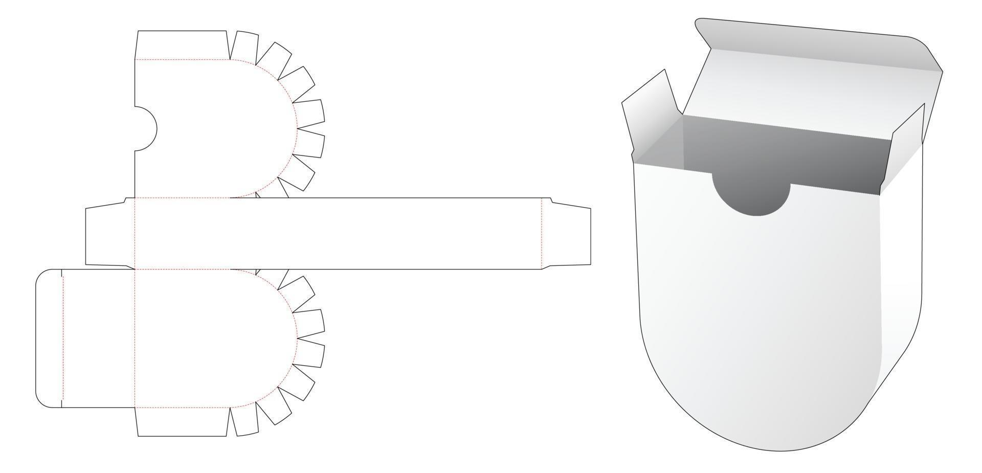 Box with round bottom die cut template vector