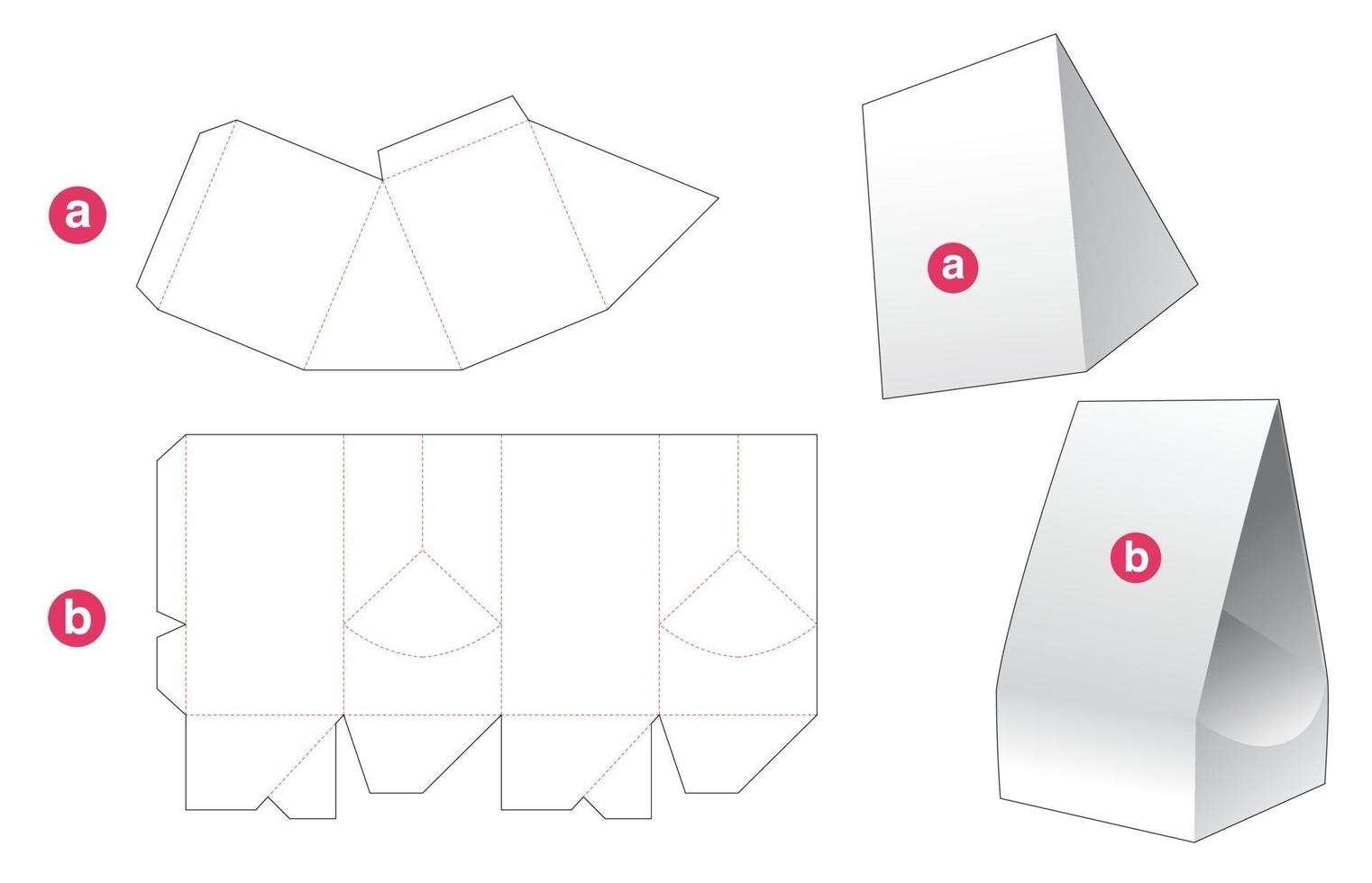 Packaging bag and lid die cut template vector