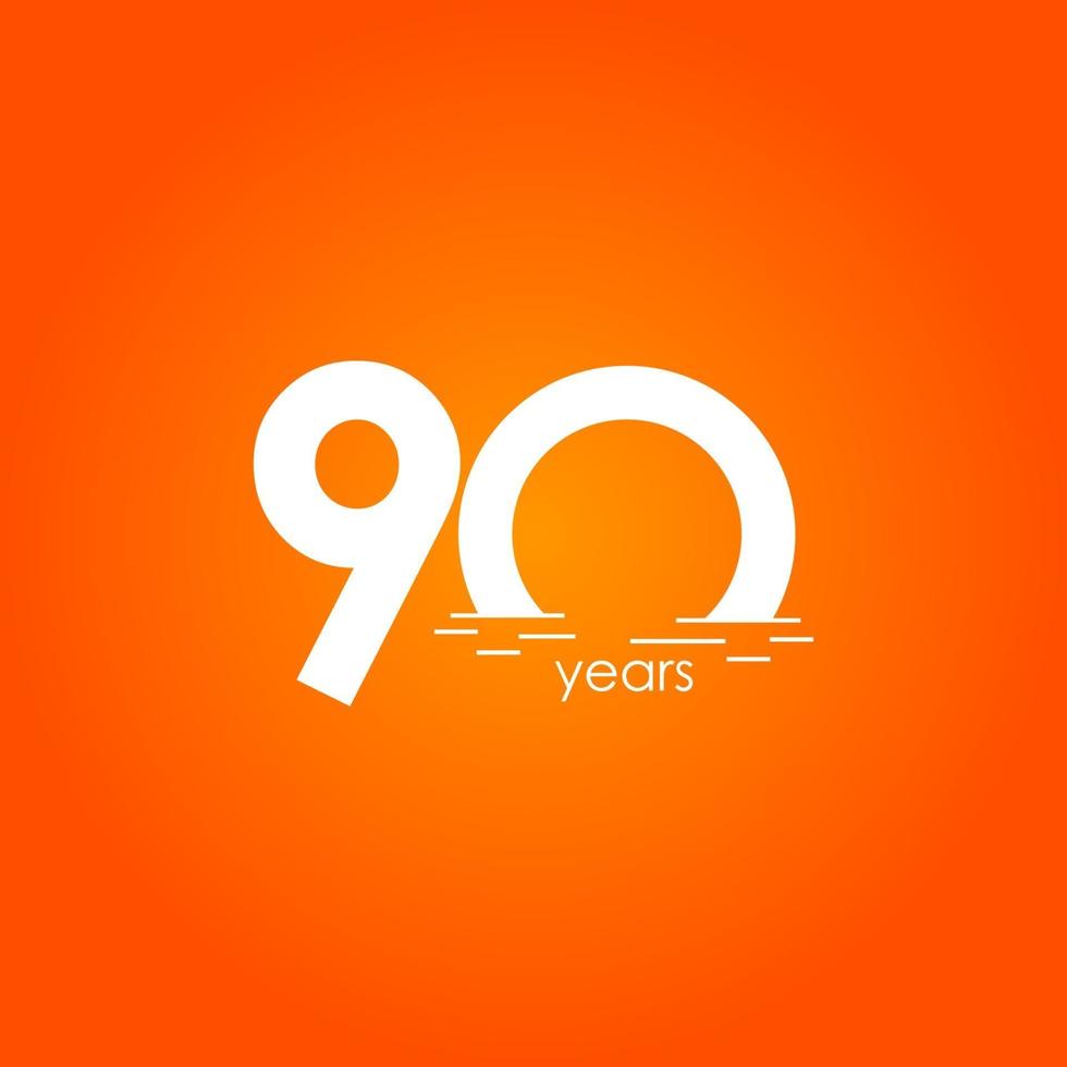 90 Years Anniversary Celebration Sunset Gradient Vector Template Design Illustration