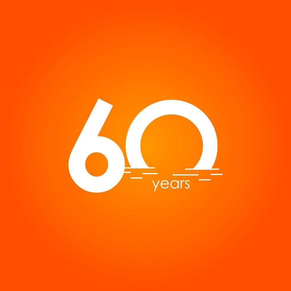 60 Years Anniversary Celebration Sunset Gradient Vector Template Design Illustration