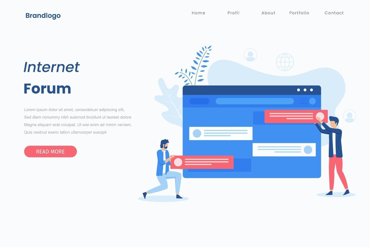Internet forum illustration landing page vector