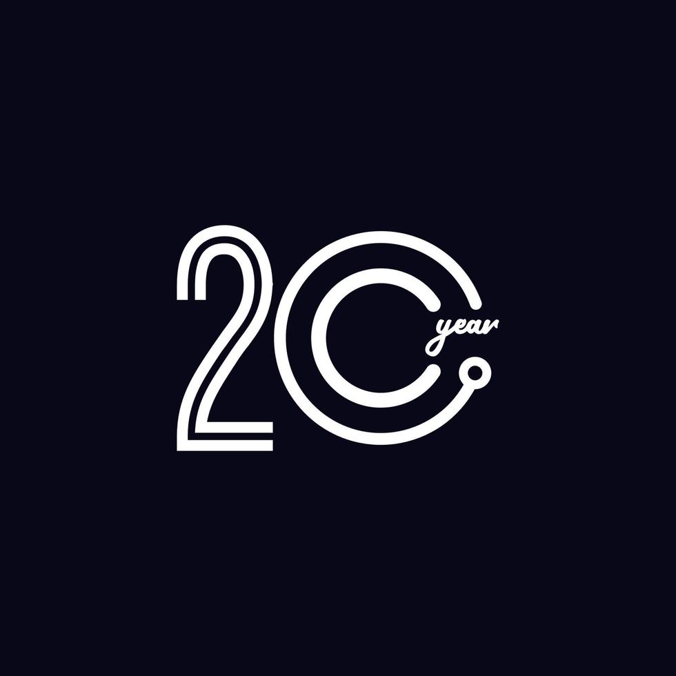 20 años celebración de aniversario número vector plantilla diseño ilustración logo icono