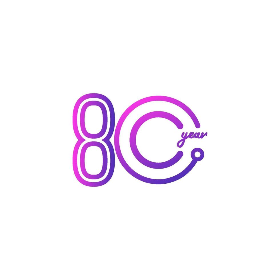 80 años celebración de aniversario número vector plantilla diseño ilustración logo icono