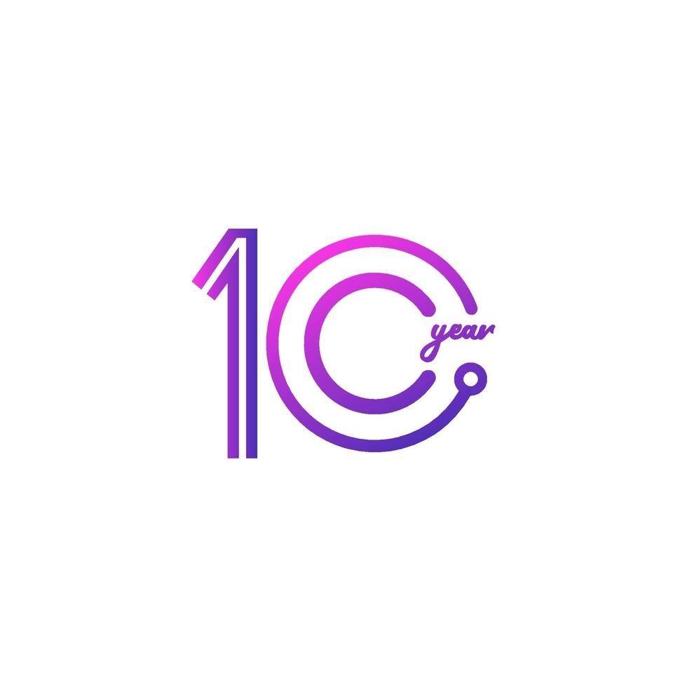 10 Years Anniversary Celebration Number Vector Template Design Illustration Logo Icon