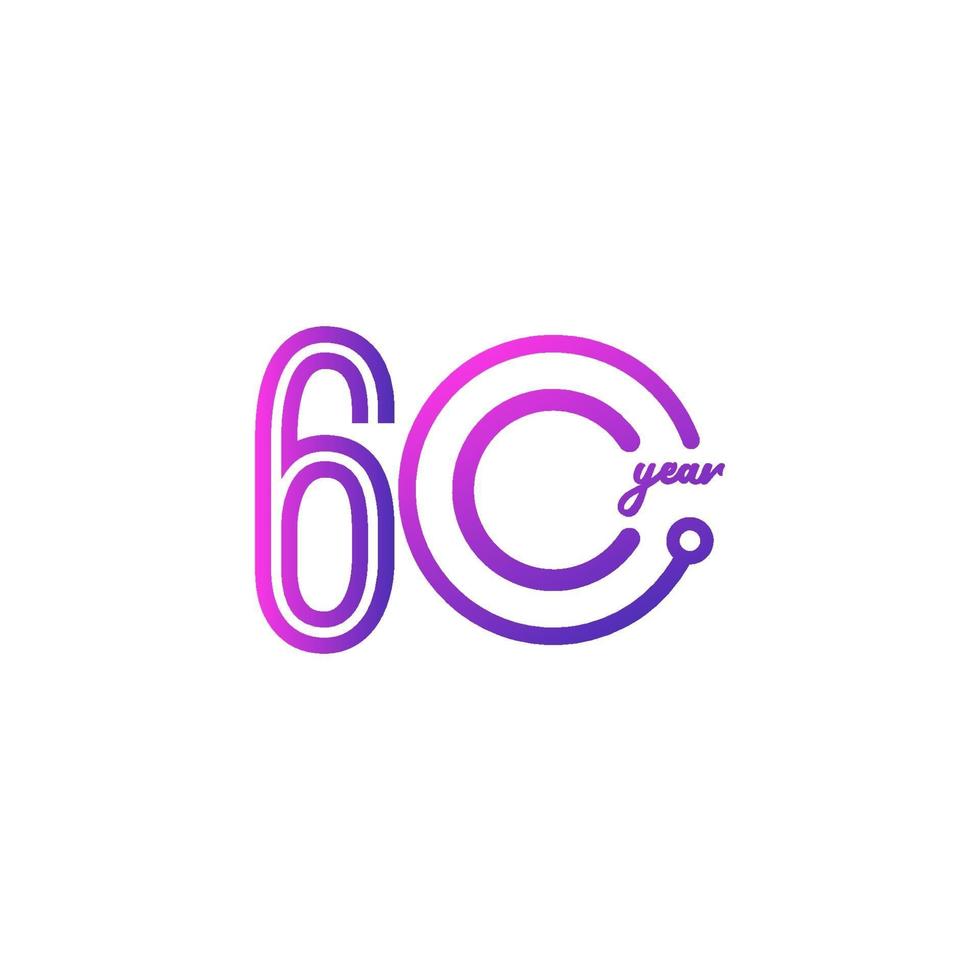 60 años de celebración de aniversario número vector plantilla diseño ilustración logo icono