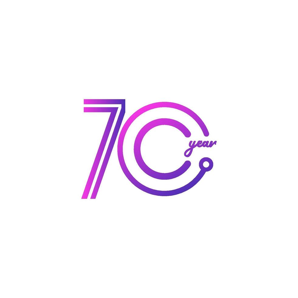 70 años celebración de aniversario número vector plantilla diseño ilustración logo icono