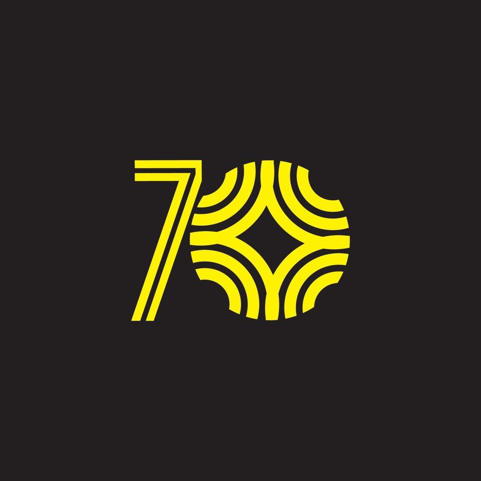 70 años celebración de aniversario número vector plantilla diseño ilustración logo icono