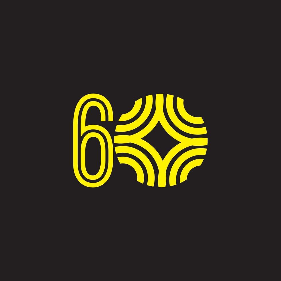 60 años de celebración de aniversario número vector plantilla diseño ilustración logo icono
