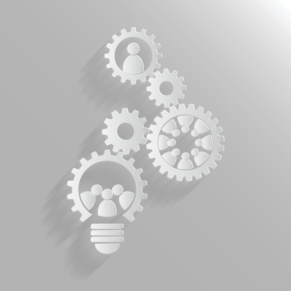 light bulb gear teamwork meeting people concept vector