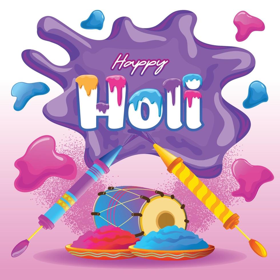Holi Greetings with fun elements vector