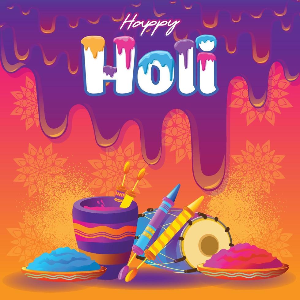 Holi Greetings with colorful elements vector