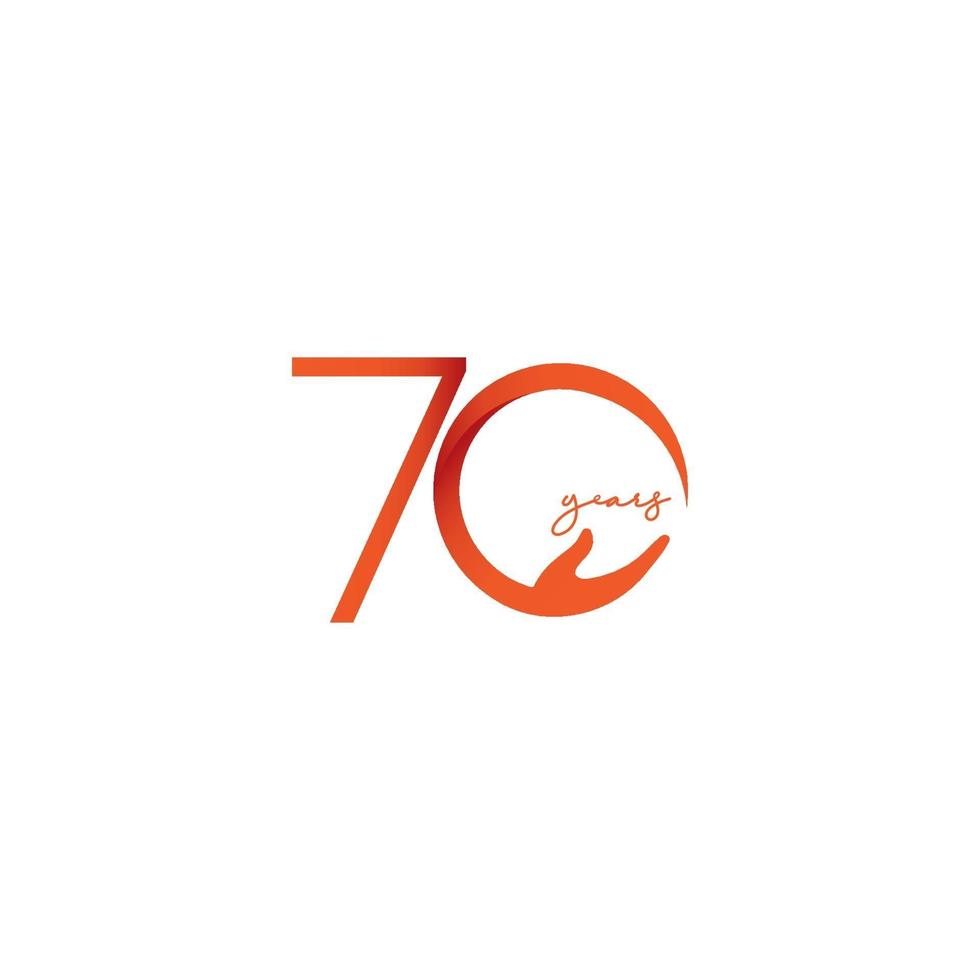 70 Years Anniversary Celebration Number Vector Template Design Illustration Logo Icon