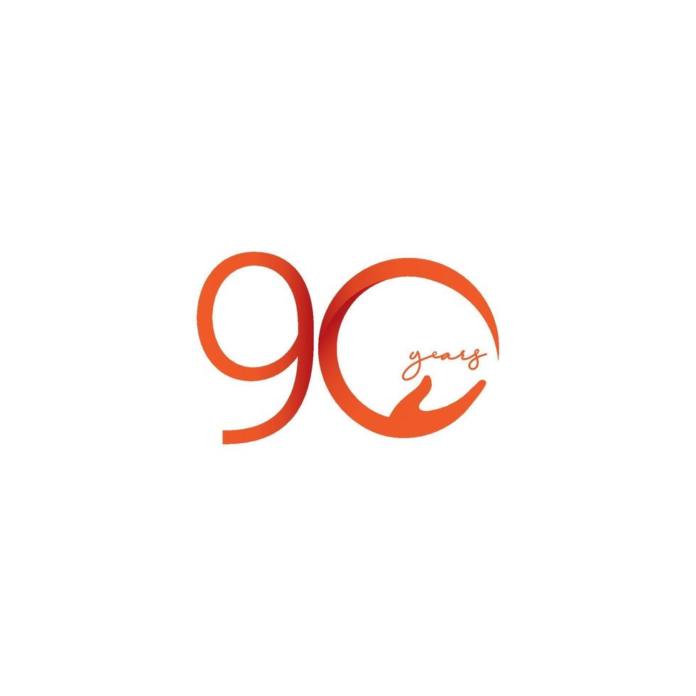 90 Years Anniversary Celebration Number Vector Template Design Illustration Logo Icon