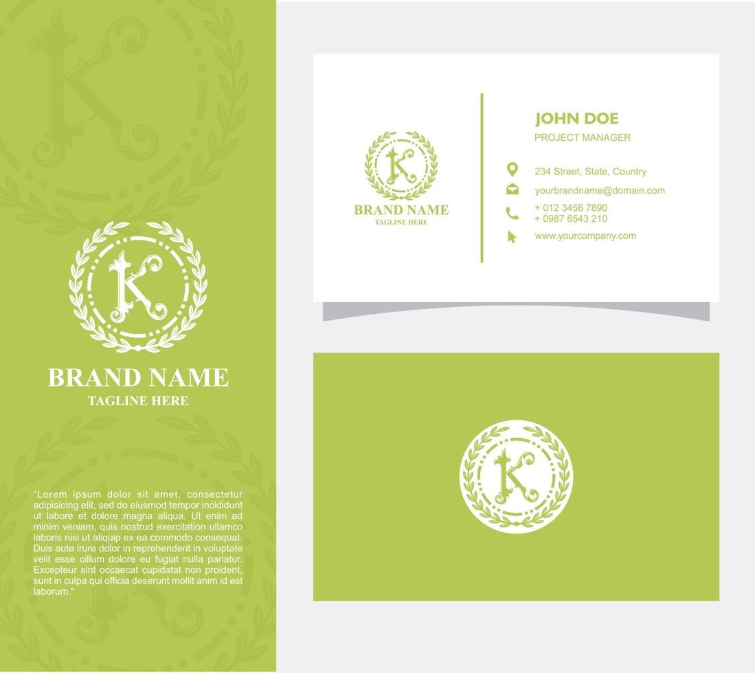 Business Card with Logo K Vector, Eps 10 vector