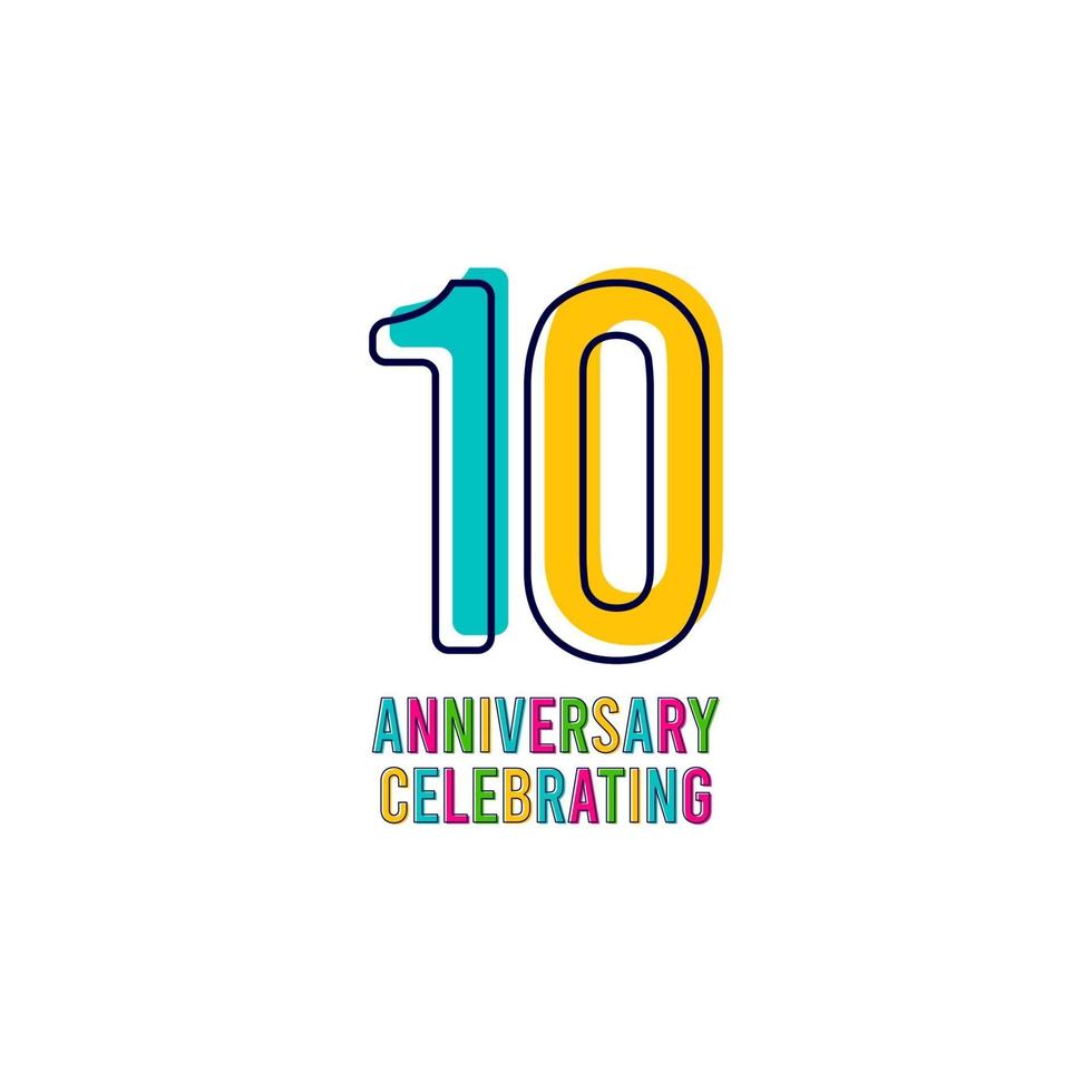 10 Years Kids Anniversary Celebrating Vector Template Design Illustration