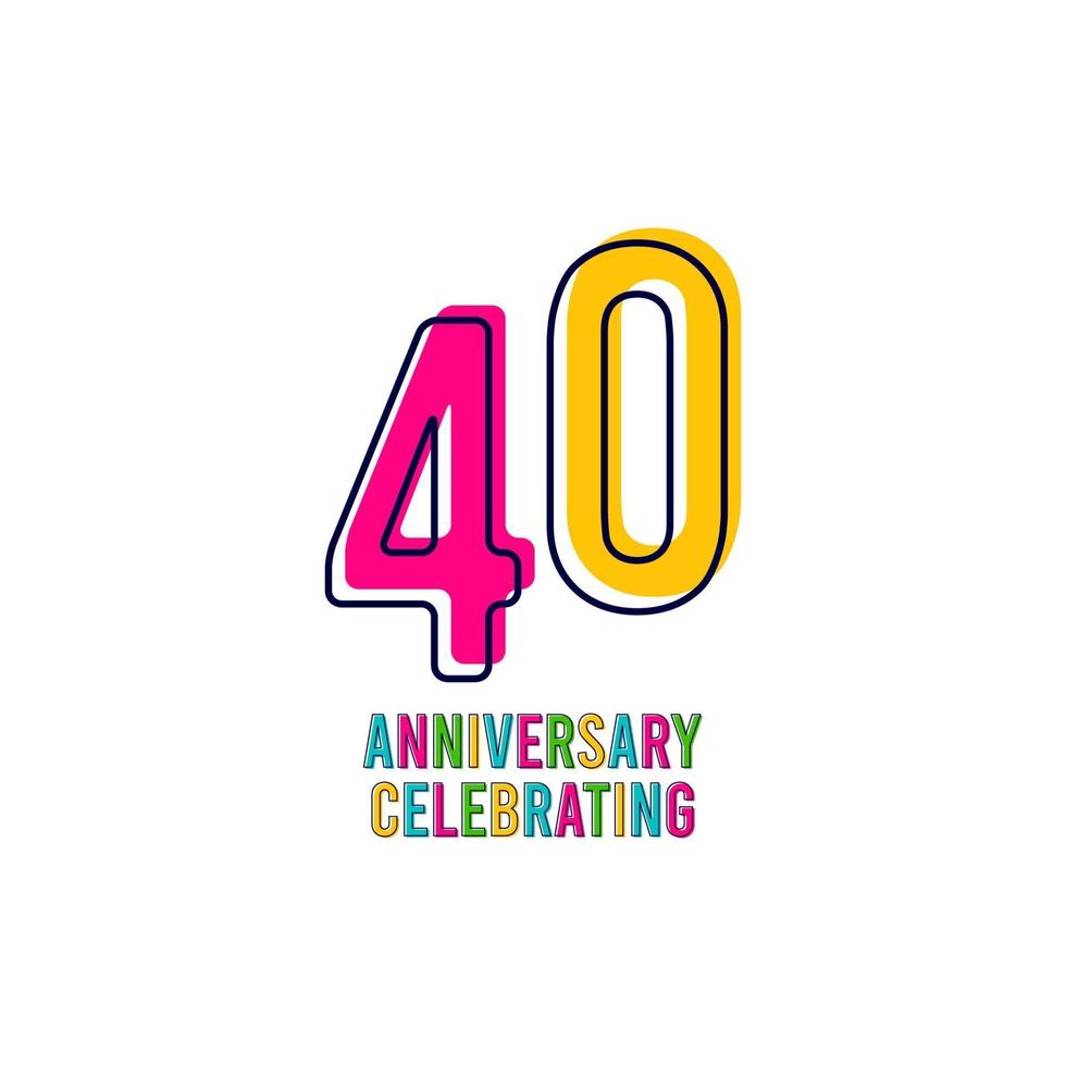 40 Years Kids Anniversary Celebrating Vector Template Design Illustration