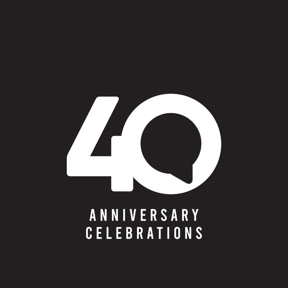 40 Years Anniversary Celebrations Vector Template Design Illustration