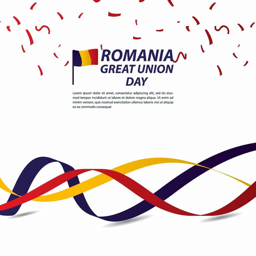 Ilustración de diseño de plantilla de vector de banner de celebración de día de la independencia de gran unión de Rumania