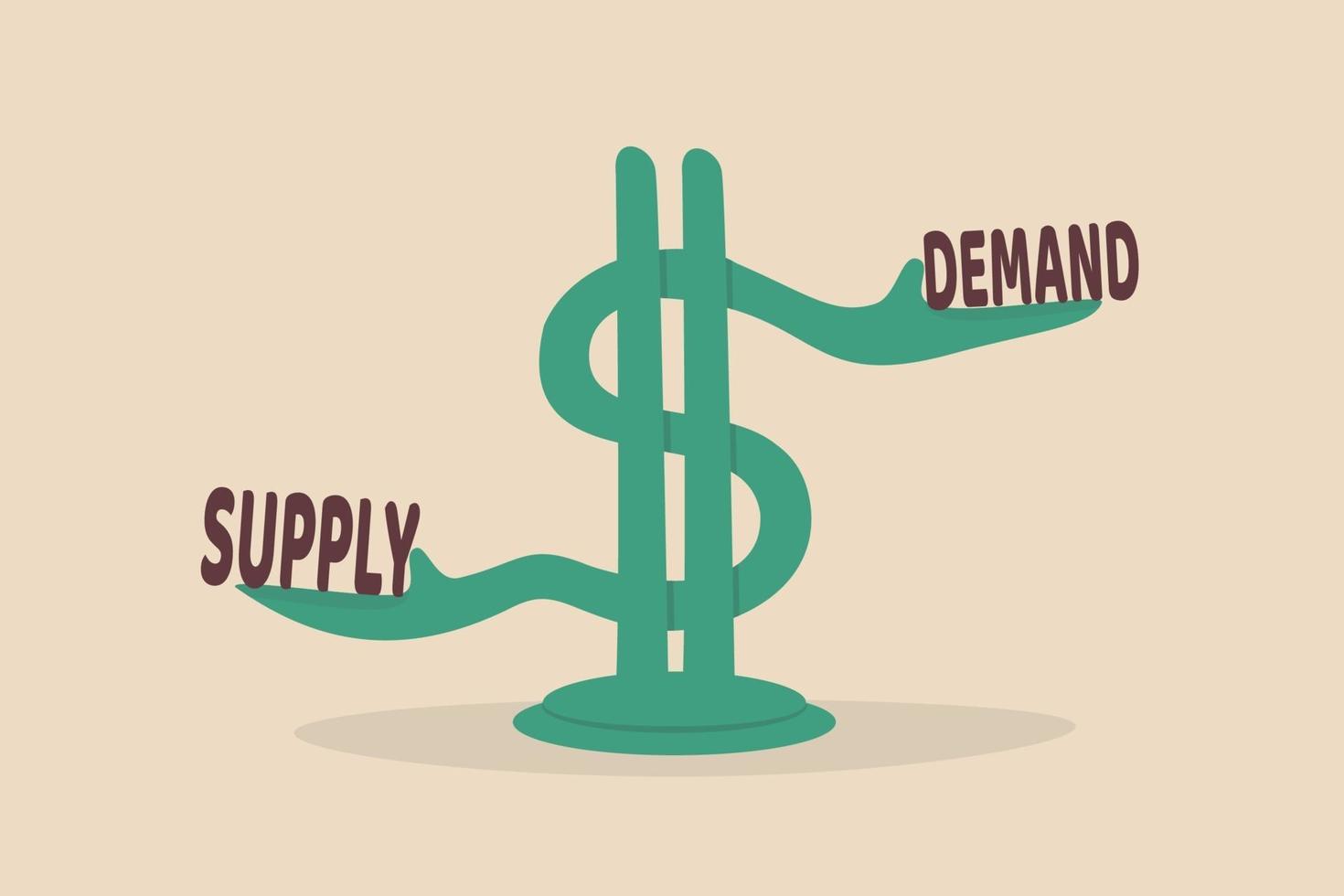 Demand and supply, economic model of price determination in a capital market concept vector