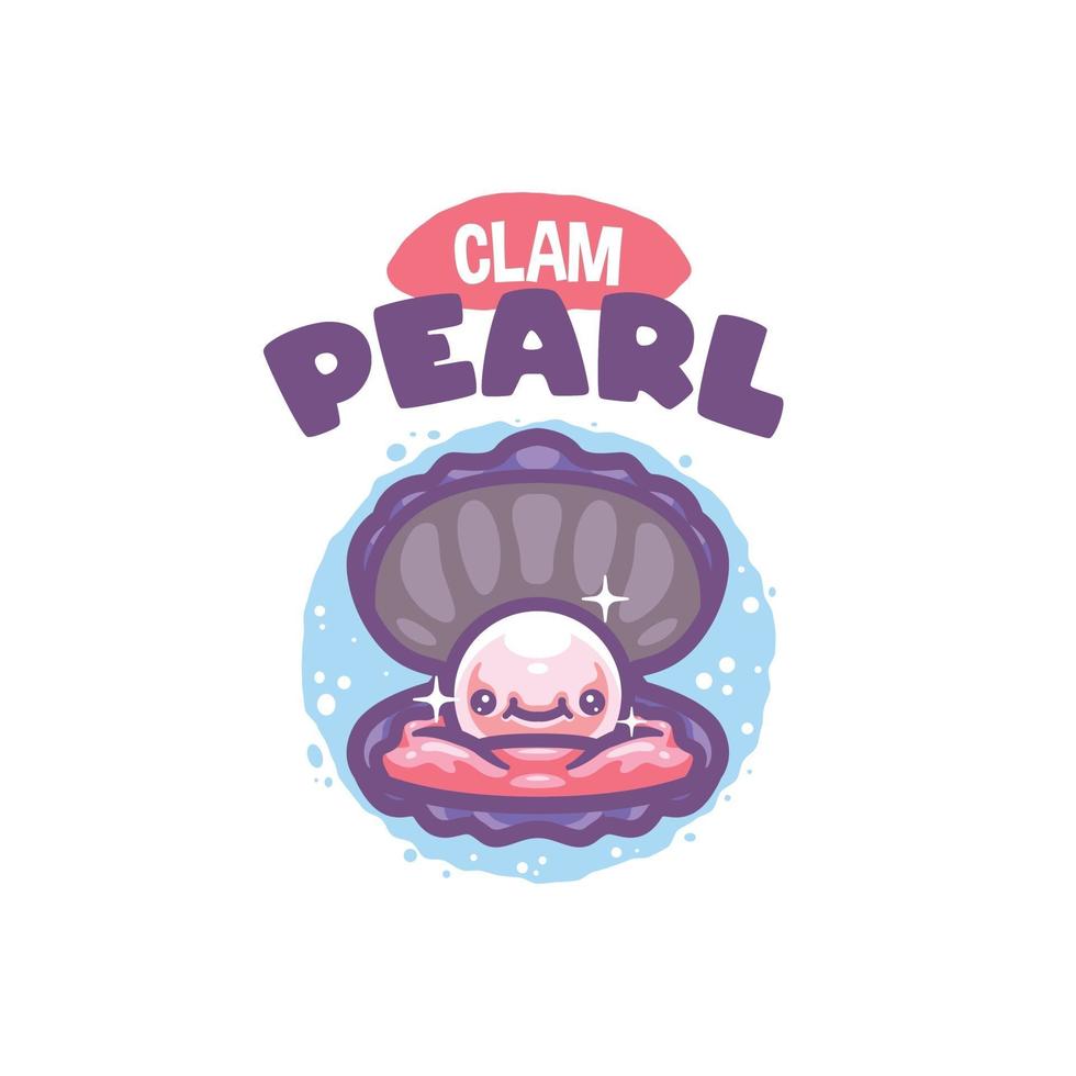 Pearl Clam Sea Creature Cartoon vector