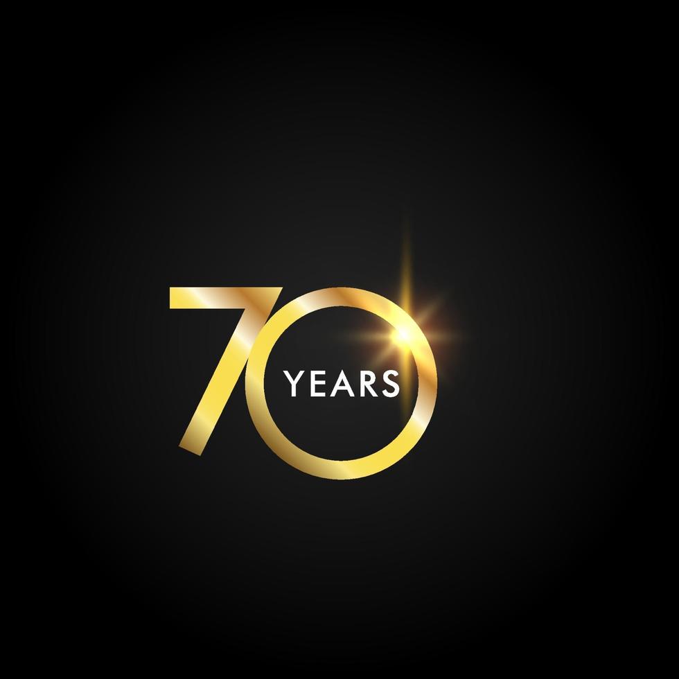 70 Years Anniversary Celebration Gold Vector Template Design Illustration