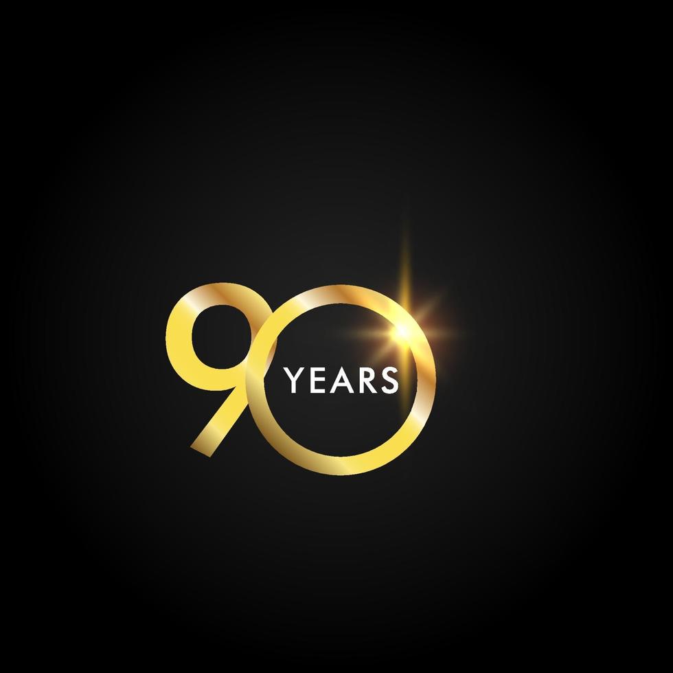 90 Years Anniversary Celebration Gold Vector Template Design Illustration
