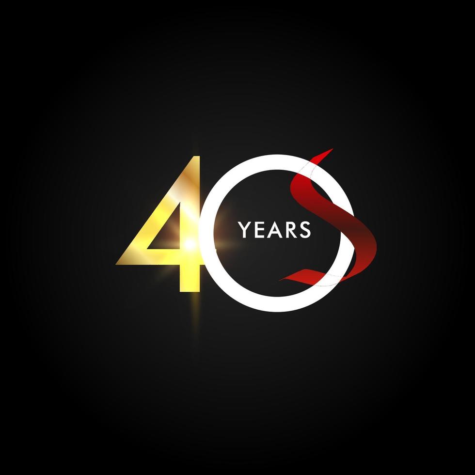 40 Years Anniversary Celebration Gold Vector Template Design Illustration