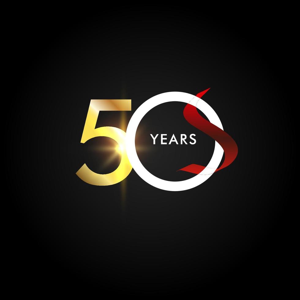 Ilustración de diseño de plantilla de vector de oro de celebración de aniversario de 50 años