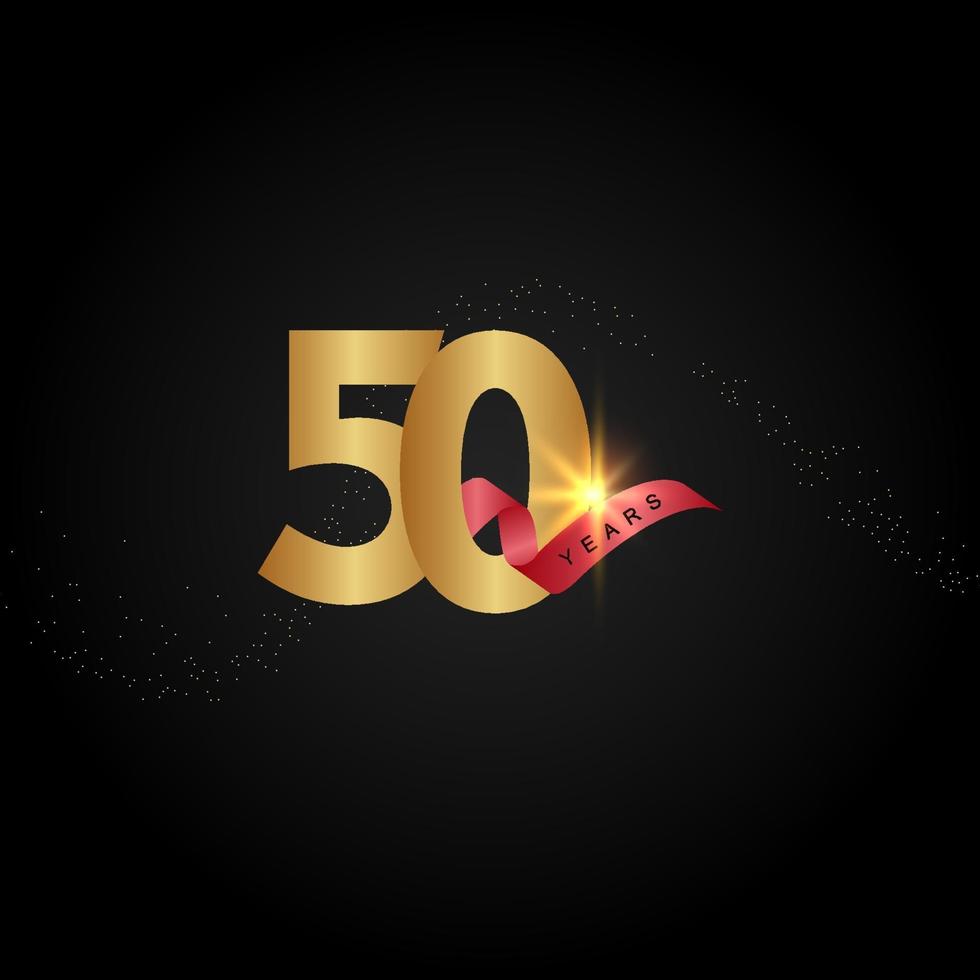 50 Years Anniversary Celebration Gold Vector Template Design Illustration