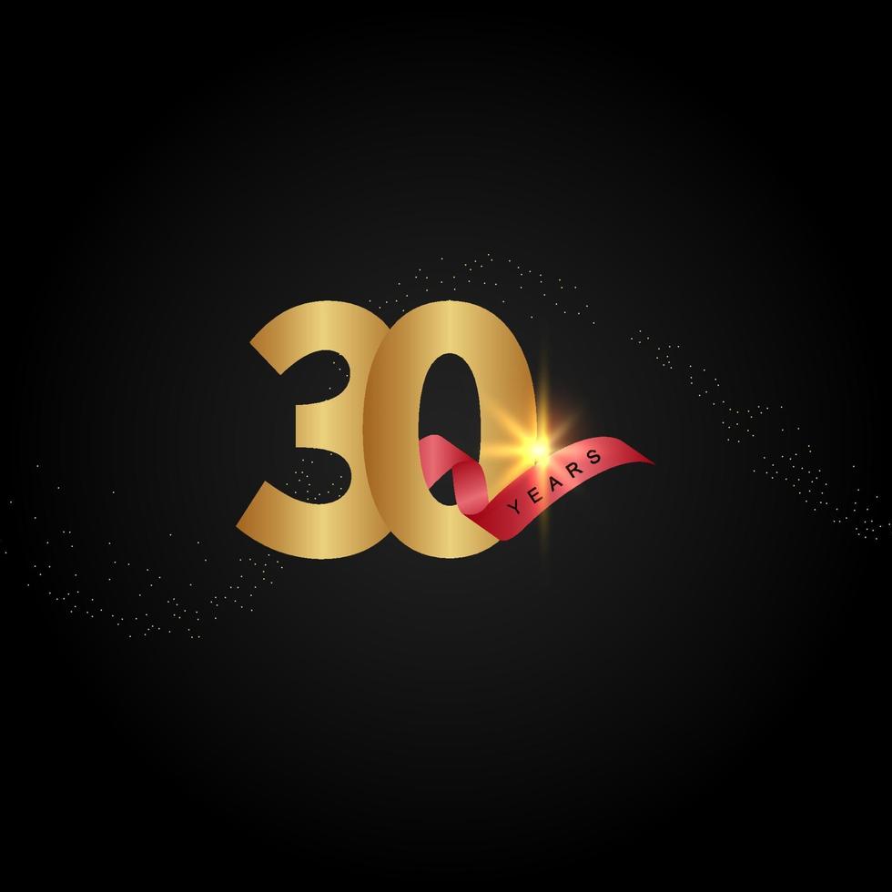 30 Years Anniversary Celebration Gold Vector Template Design Illustration