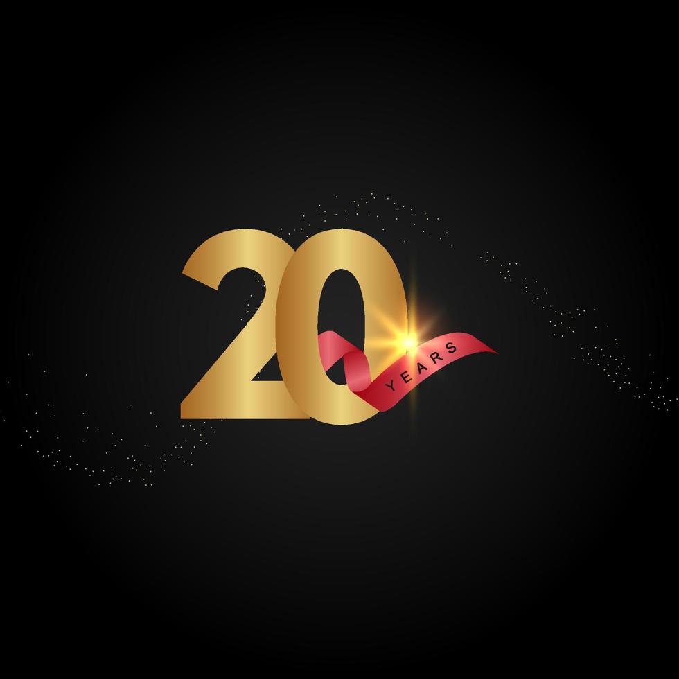 20 Years Anniversary Celebration Gold Vector Template Design Illustration