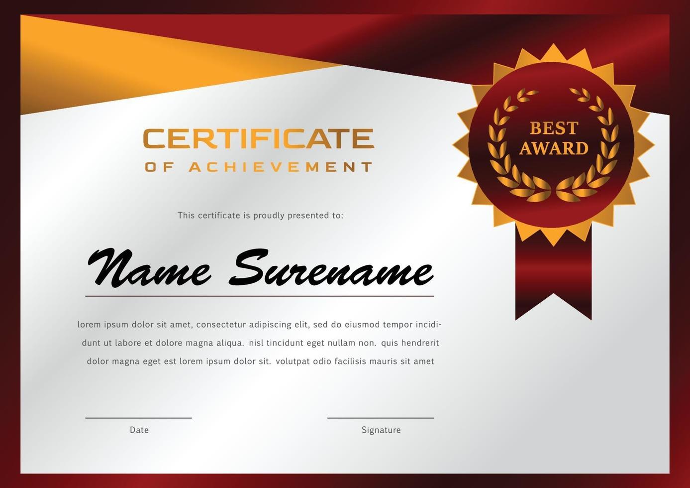 certificate design template for achievement and appreciation vector