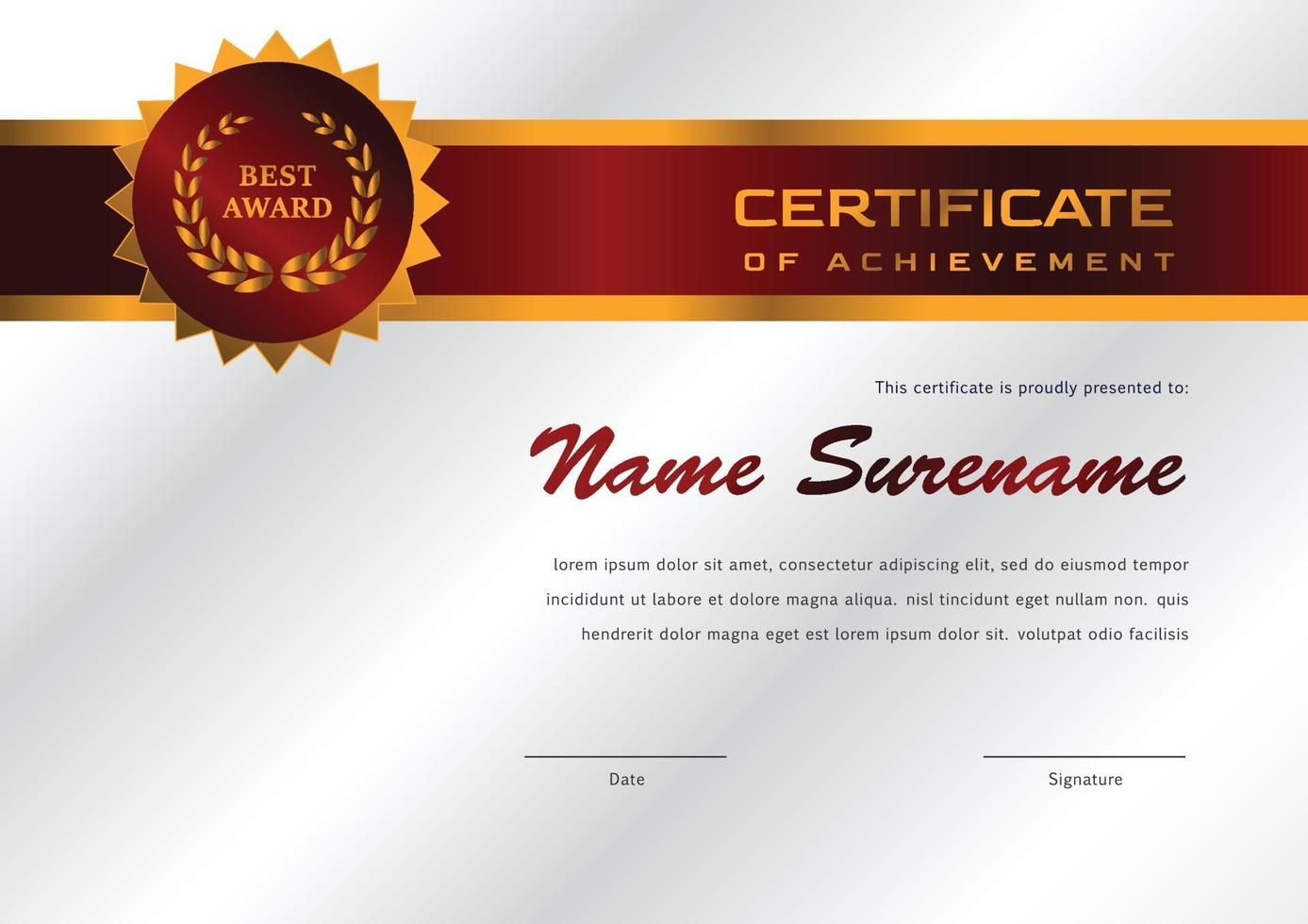 certificate design template for achievement and appreciation vector