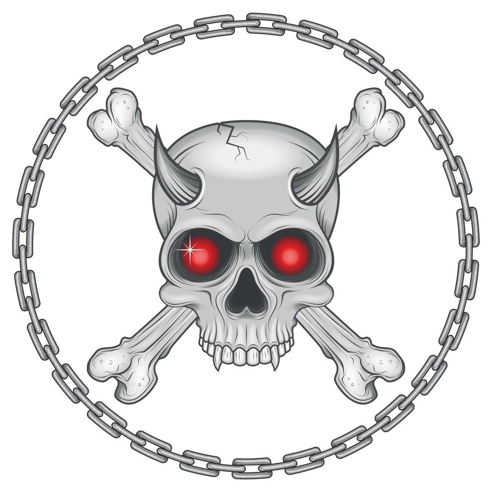 Illustration of skull with bone and chain vector