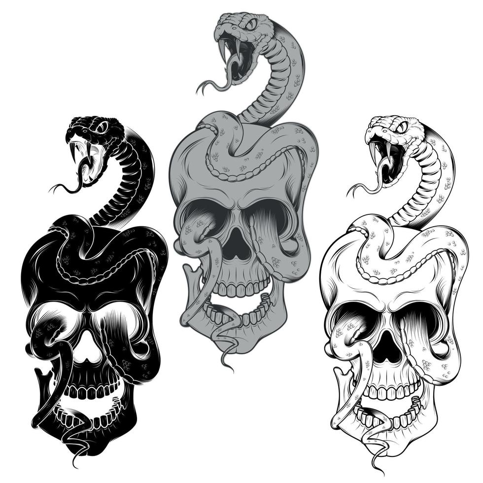 Snakes and skulls vector