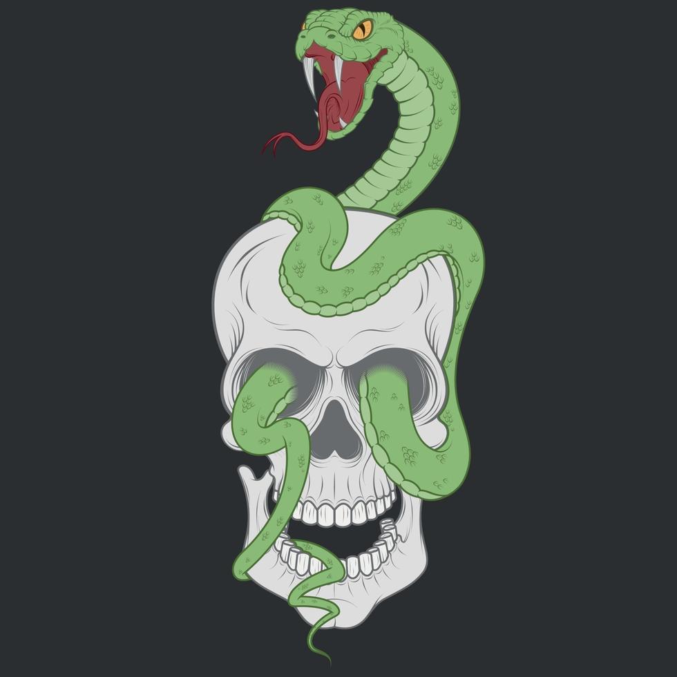 diseño vectorial de calavera con serpiente vector