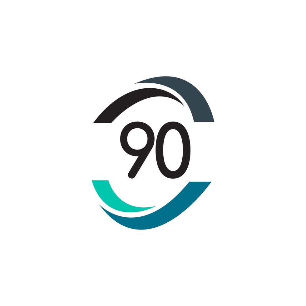90 Years Anniversary Celebrations Vector Template Design Illustration