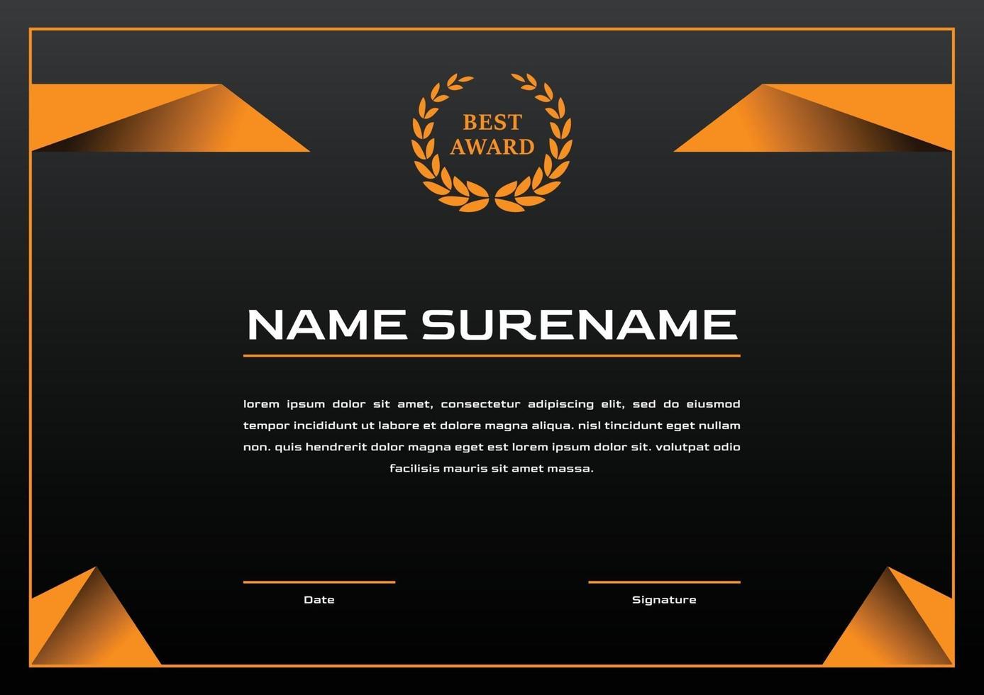 certificate design template for achievement, sport tournament and competition vector