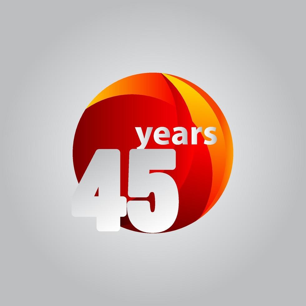 45 Years Anniversary Red Ball Vector Template Design Illustration