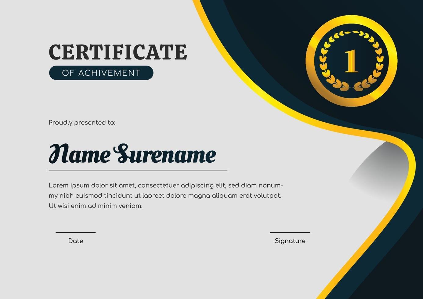 certificate design template for achievement vector