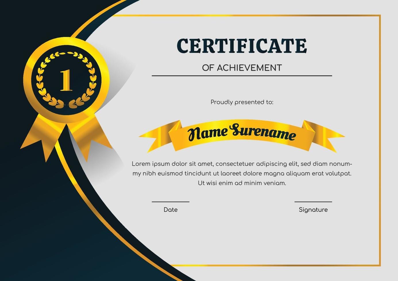 certificate design template for achievement vector