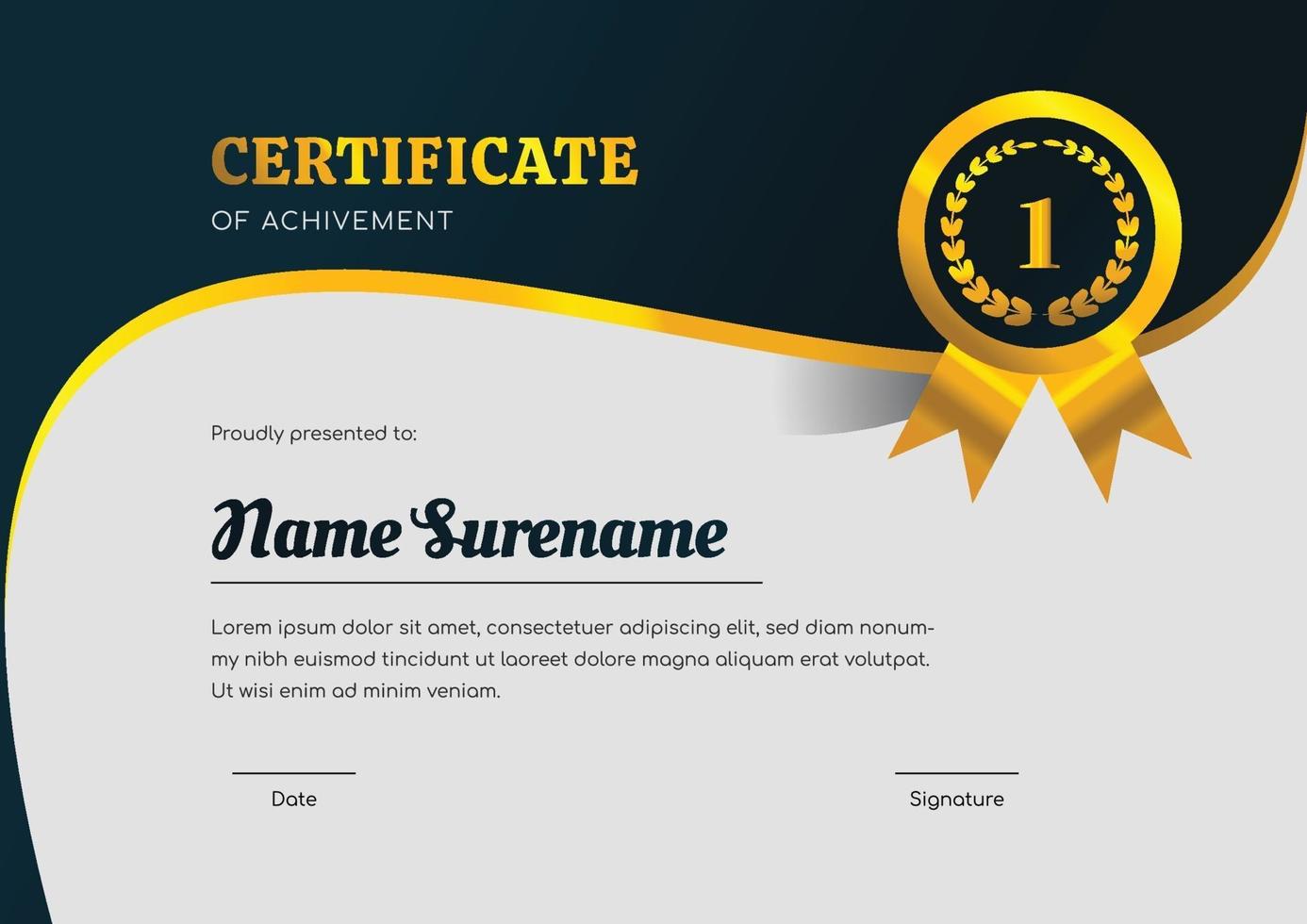 certificate design template for achievement vector