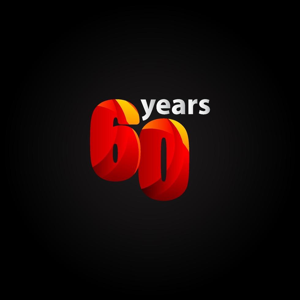 60 Years Anniversary Red Light Vector Template Design Illustration