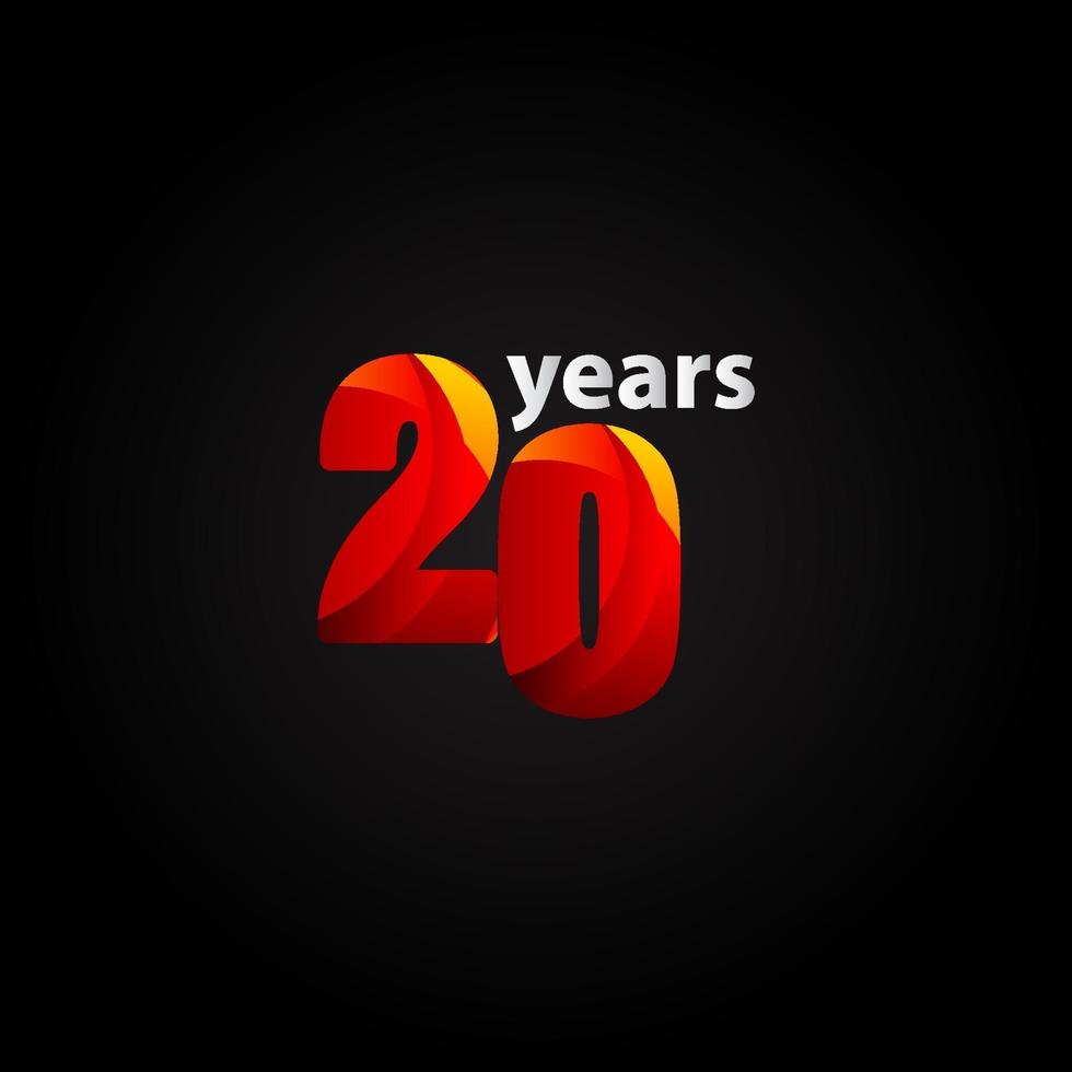 20 Years Anniversary Red Light Vector Template Design Illustration