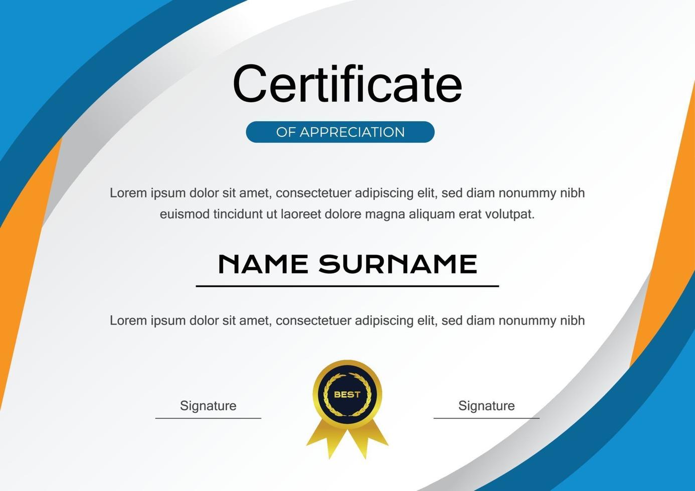 certificate design template for achievement vector