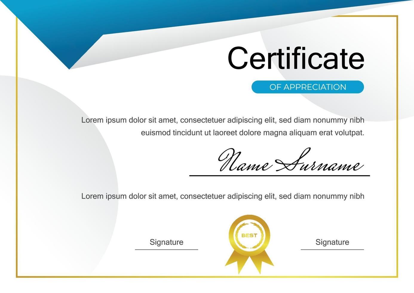 plantilla de diseño de certificado para el logro vector