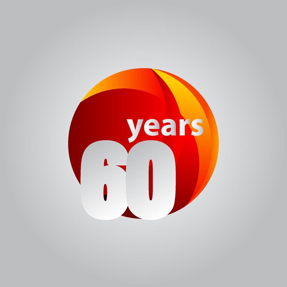 60 Years Anniversary Red Ball Vector Template Design Illustration
